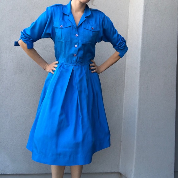 Leslie Fay Dresses & Skirts - Vintage Leslie fay blue western square dress